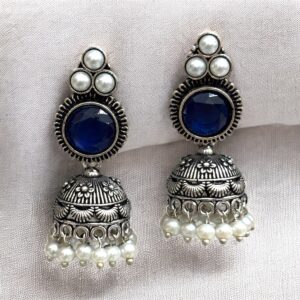 KANAK BRASS JHUMKA - Navy Blue