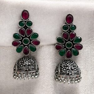 VANYA BRASS JHUMKA - RedGreen