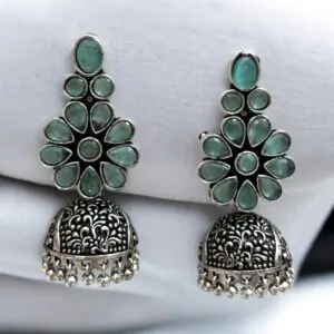 VANYA BRASS JHUMKA - Mint