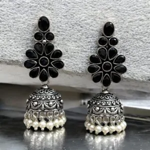 VANYA BRASS JHUMKA - Black