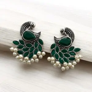 HASTI BRASS EARRINGS - Green