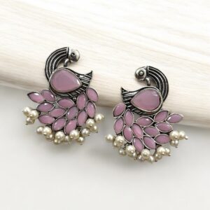 HASTI BRASS EARRINGS - Pink