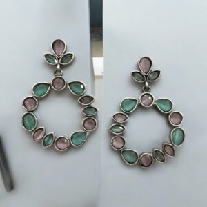Akshita Dangler Earrings - Mint Pink