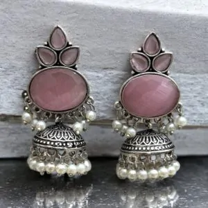 PARI BRASS JHUMKA - Pink