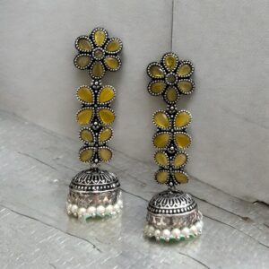 CHAKRA BRASS JHUMKA - Yellow