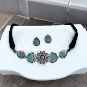 VANI CHOKER SET-MINT BLUE