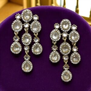 OLIVE DESIGNER DANGLERS-WHITE