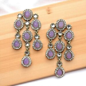 OLIVE DESIGNER DANGLERS-LAVENDER
