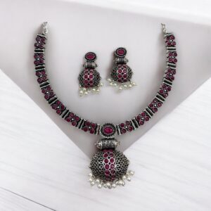 BAHARA CHOKER SET-RUBY RED