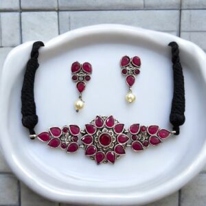 SAHIBA CHOKER SET-RUBY RED