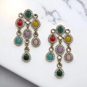 OLIVE DESIGNER DANGLERS-MULTICOLOUR