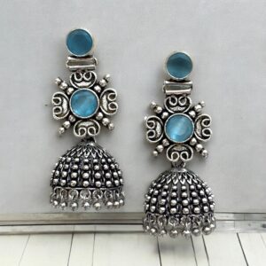 VIDHI BRASS JHUMKA - Mint Blue