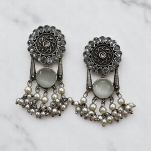 BHUVI STONE EARRINGS - White