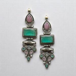 POORVI EARRINGS - Mint Green & Pink