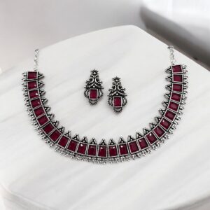 AVISHA CHOKER SET-RUBY RED