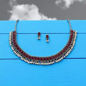 KAVYA CHOKER SET-RUBY RED