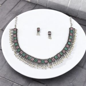 KAVYA CHOKER SET-PINK & MINT GREEN