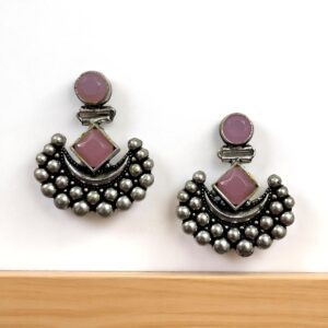 AKSH BRASS DANGLERS-PINK